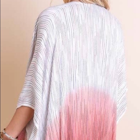 NWOT White & Rust Red Ombré Striped Kimono - Picture 3 of 3